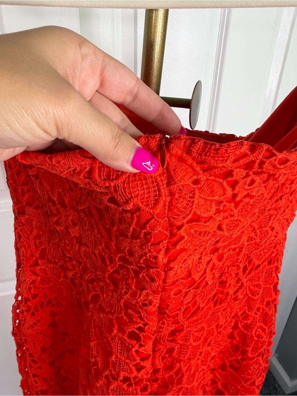ASTR the Label Red Floral Lace Strapless Midi Dress Size L Cocktail Party - Picture 7 of 12